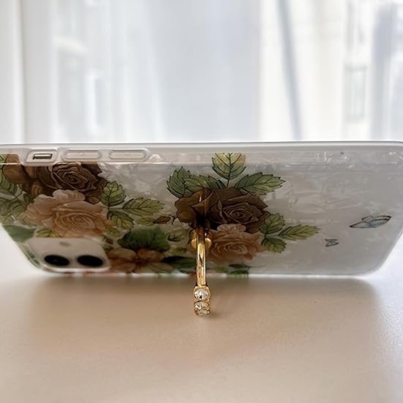 iPhone 12 12 Pro Case with 360 Rotating Ring Kickstand Floral Design - Picture 2 of 6